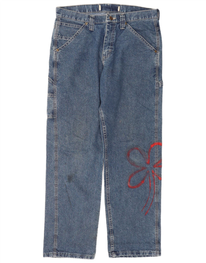 Lee Dame Cargo Straight Jeans W32 L30 Blue Floral Bomuld