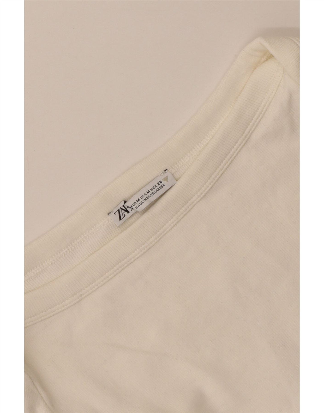 Zara Womens Crop Top Langærmet UK 12 Medium Off White