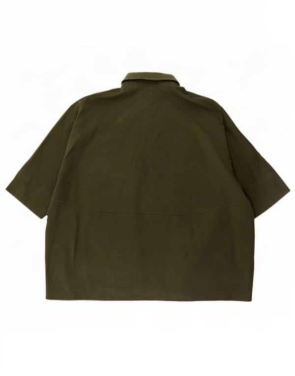 Cos Kvinder Kortærmet Oversized Skjorte UK 10 Small Khaki Lyocell