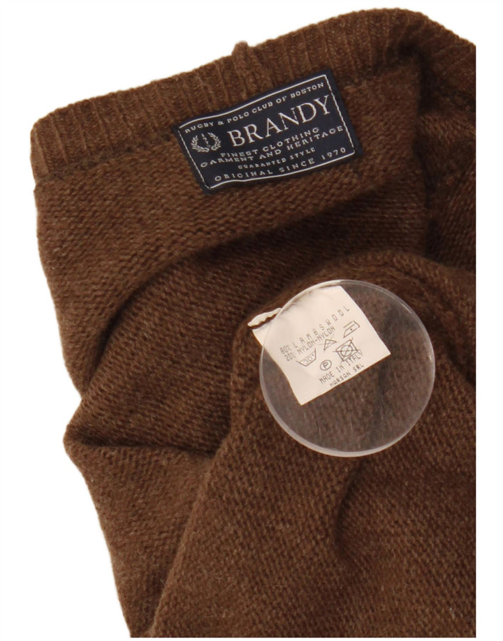 VINTAGE Womens Crop Cardigan Sweater UK 14 Medium Brun lammeuld