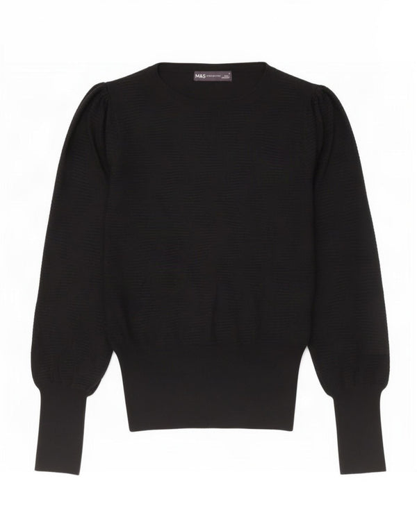 Marks & Spencer Dame Boat Neck Jumper Sweater UK 10 Small Black Viscose