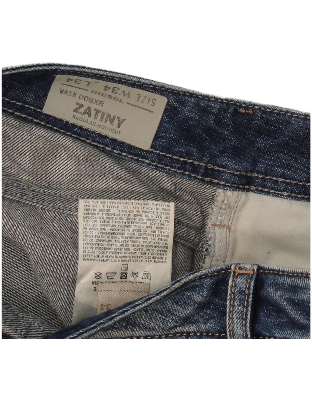 Diesel Herre Zatiny Regular Bootcut Jeans W34 L34 Blå Bomuld