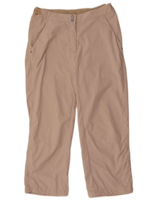 Fila Dame Straight Cropped Trousers UK 10 Small W30 L25 Beige
