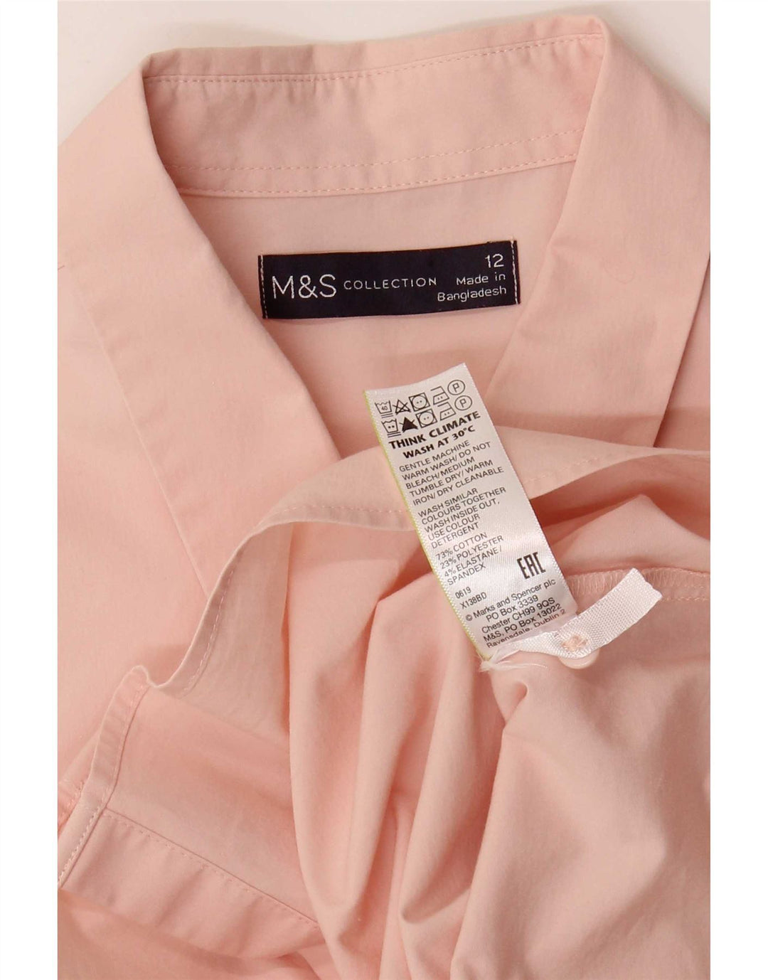 Marks & Spencer Dameskjorte UK 12 Medium Pink Bomuld