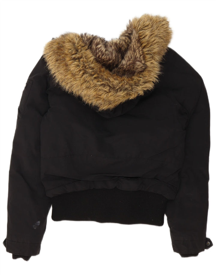 Woolrich Polstret hættejakke til kvinder UK 14 Medium Sort Polyester