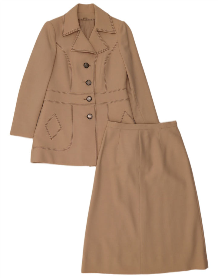 Vintage kvinders 4-knap 2-delt nederdelsæt IT 42 Medium W26 Beige