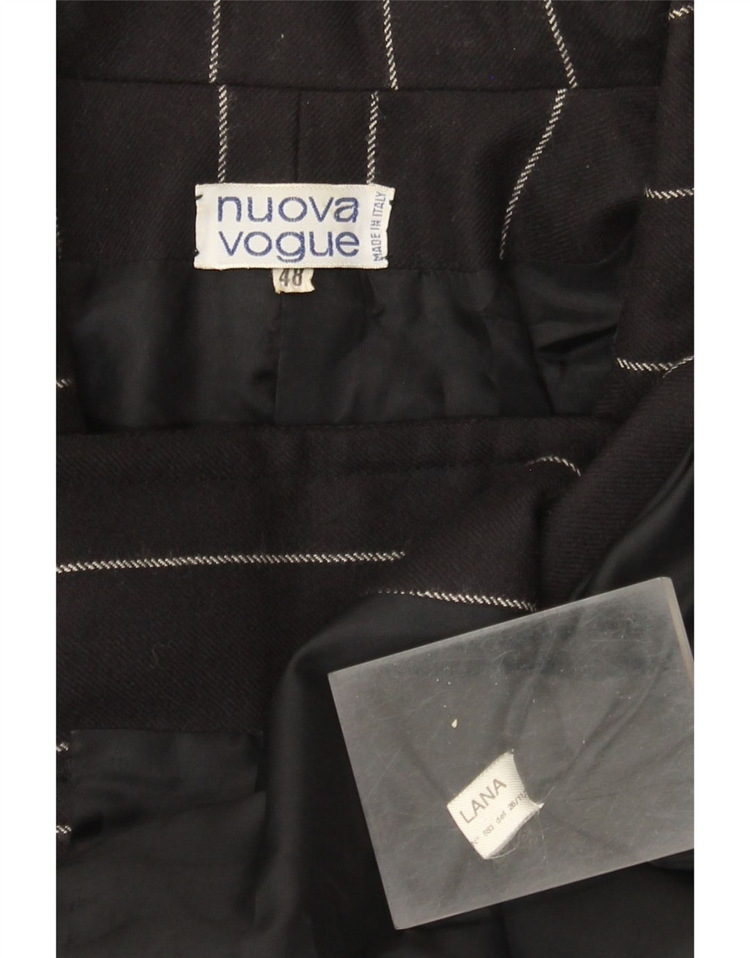 Vintage dame 3/4-ærmet blazerjakke IT 48 XL Sort nålestribe