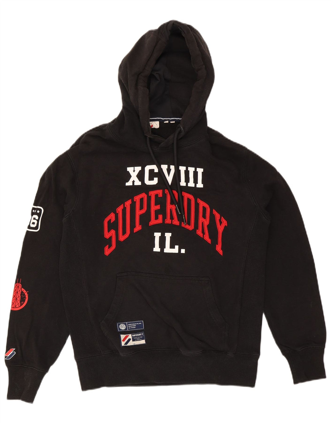 Superdry Grafisk hættetrøje til mænd, lille sort