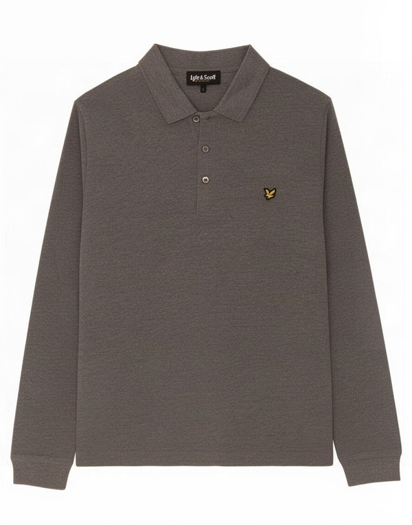 Lyle & Scott Langærmet herre poloshirt Stor grå bomuld