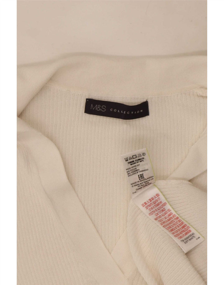 Marks & Spencer Dame Polo Shirt UK 10 Small White Viscose