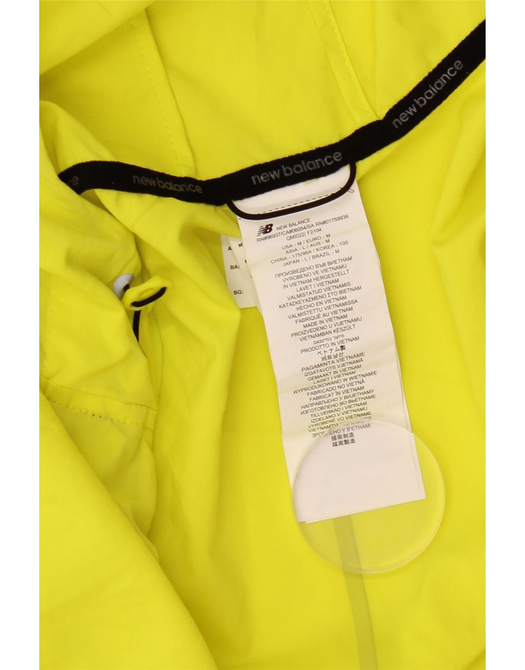 New Balance Regnjakke med hætte til mænd UK 38 Medium Gul Polyester