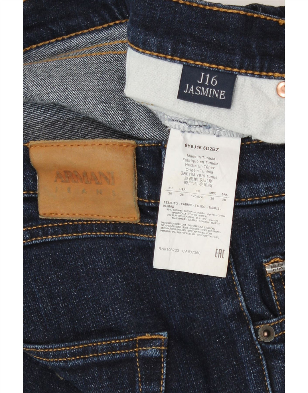 Armani Dame Jasmin Bootcut Jeans W26 L27 Marineblå Bomuld