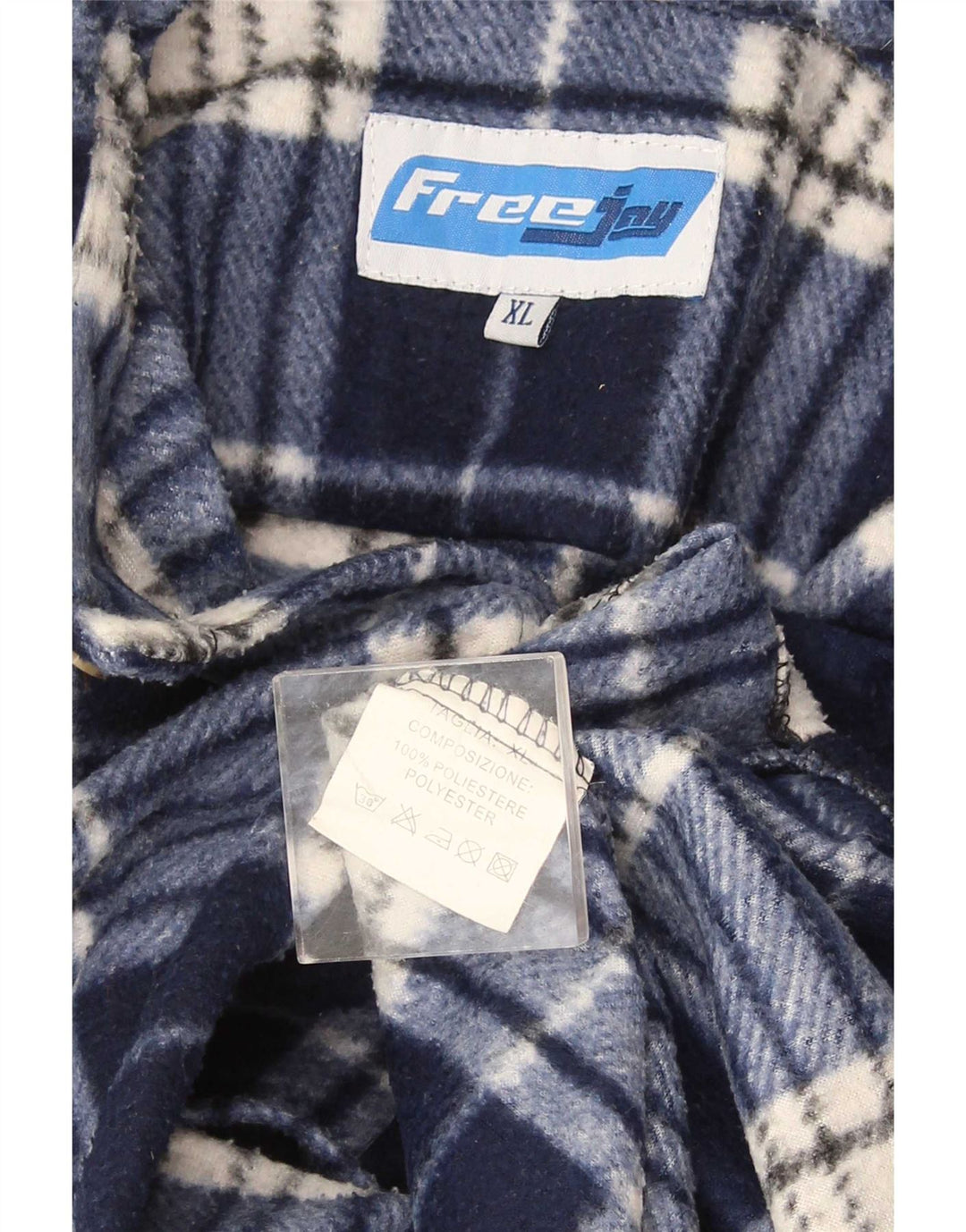 Vintage flannelskjorte til mænd XL marineblå plaid polyester