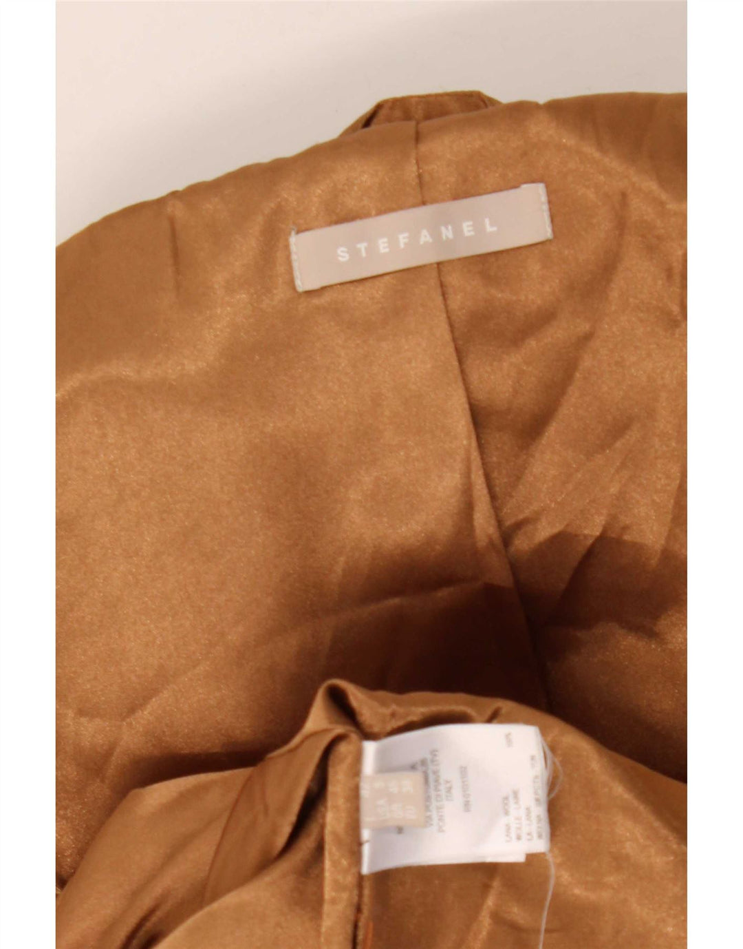 Stefanel Dame Double Breasted Blazer Jacket UK 10 Lille brun ternet uld