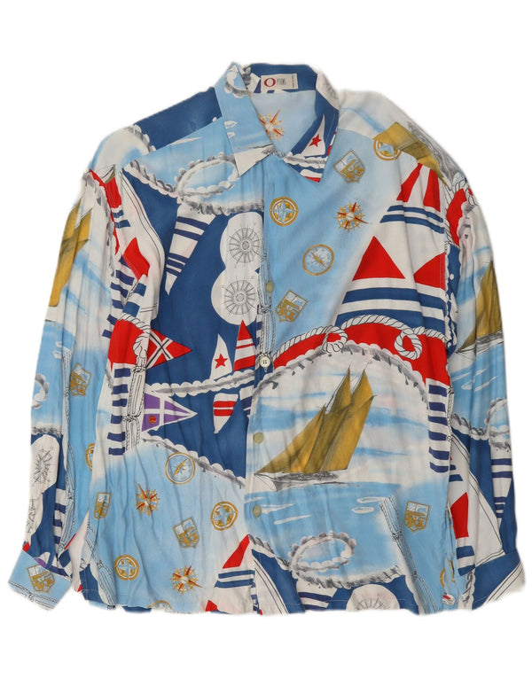 Vintage herre grafisk skjorte stor blå