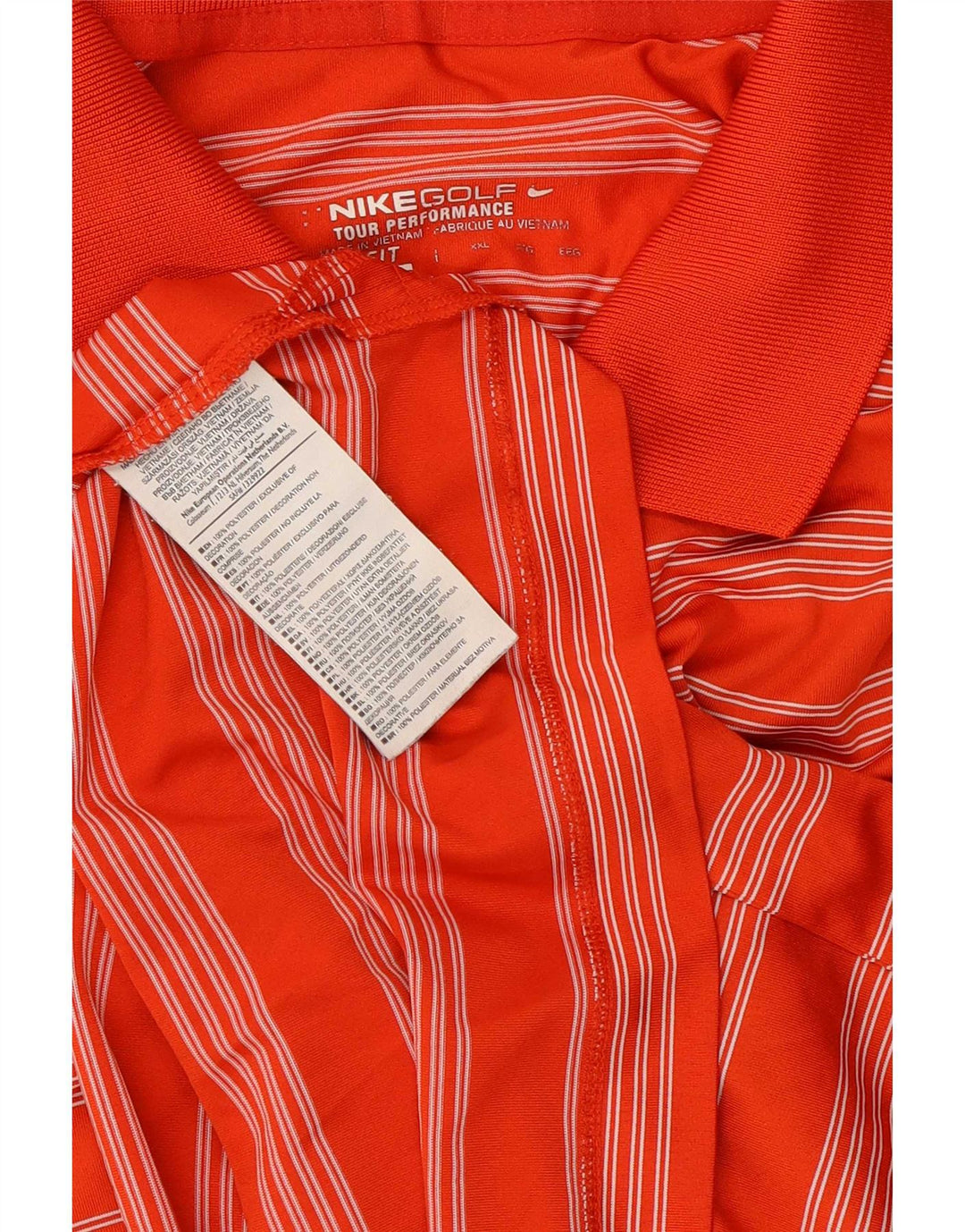 Nike Dri Fit poloshirt til mænd 2XL orange stribet polyester