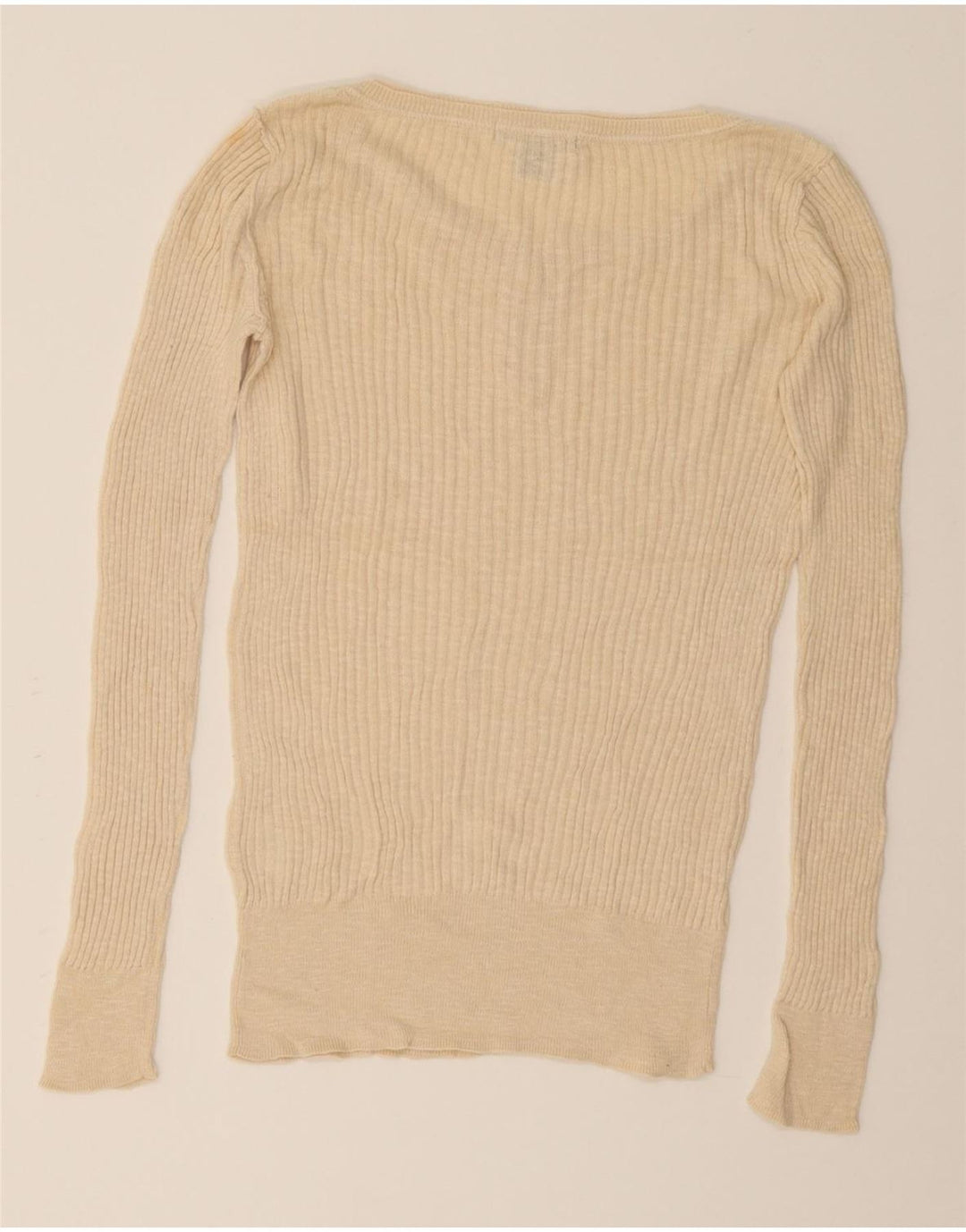 EDDIE BAUER Womens Boat Neck Jumper Sweater UK 12 Medium Beige Cotton Vintage Eddie Bauer and Second-Hand Eddie Bauer from Messina Hembry 