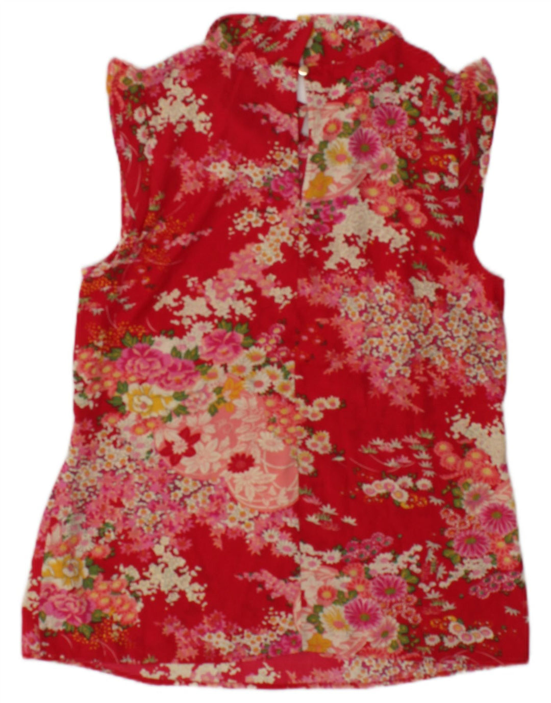 Oasis Dame Ærmeløs bluse Top UK 10 Small Red Floral Polyester