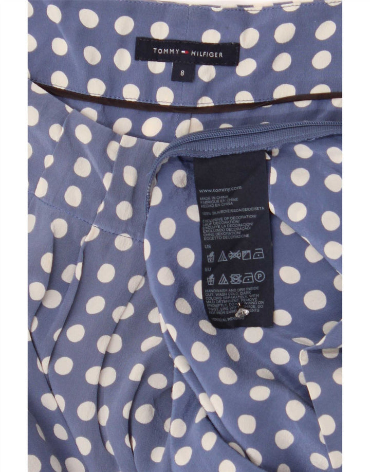 Tommy Hilfiger Damebluse Top US 8 Medium Blue Polka Dot Silk