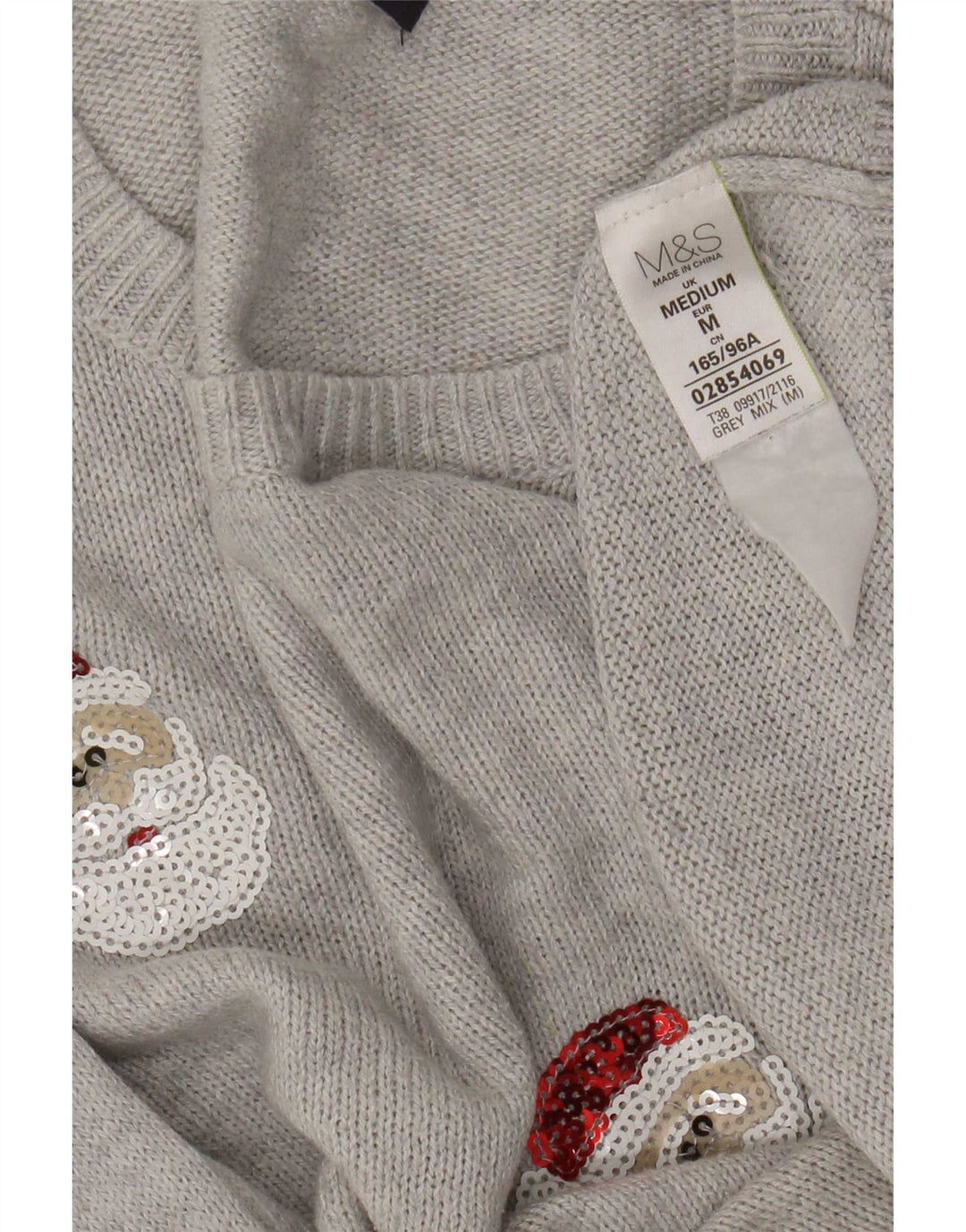Marks & Spencer Dame sweater med rund hals DK 14 Mellemgrå jul