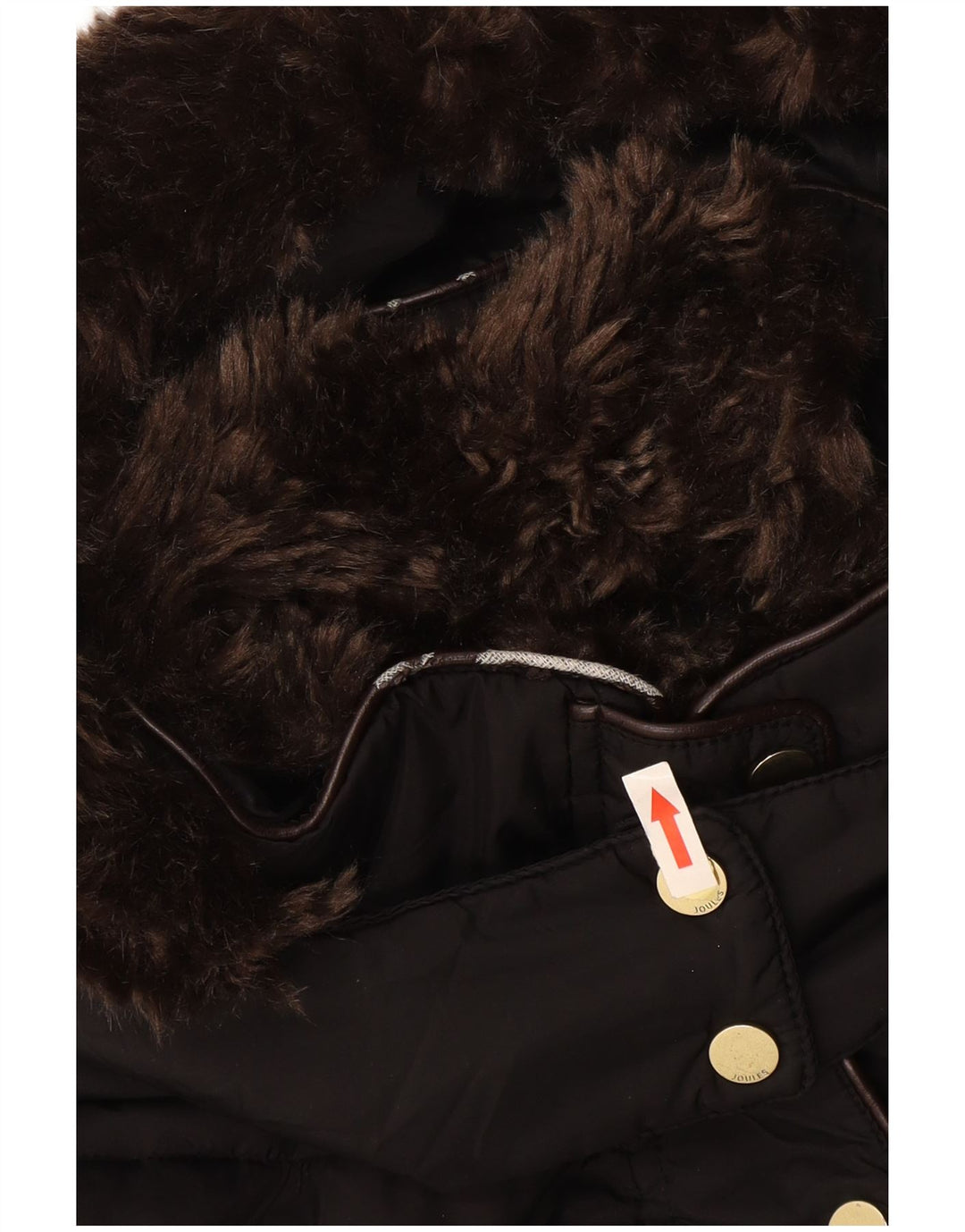 JOULES Dame hætte polstret frakke UK 10 Lille sort polyester