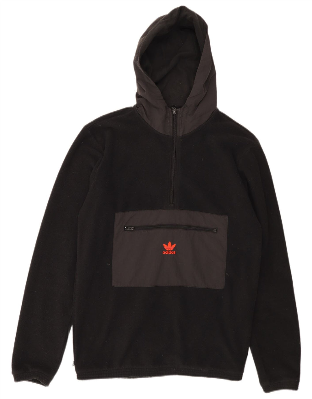 ADIDAS Fleecetrøje med hætte til mænd, lille sort farveblok