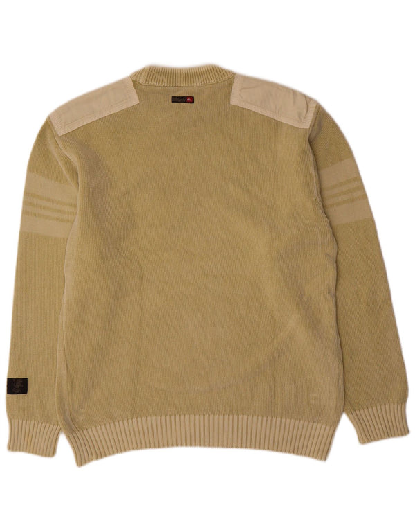 Quiksilver Herre Crew Neck Jumper Sweater Medium Khaki Colourblock Bomuld
