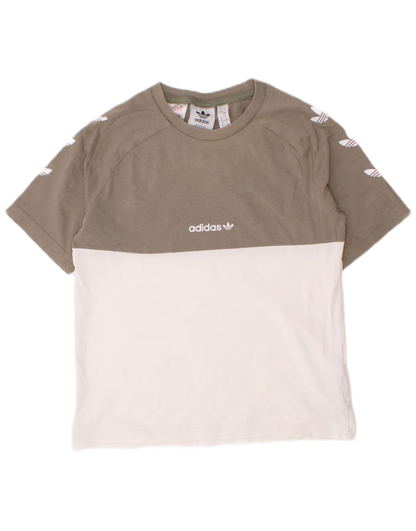 Adidas Boys Grafisk T-Shirt Top 6-7 år Hvid Colourblock Bomuld