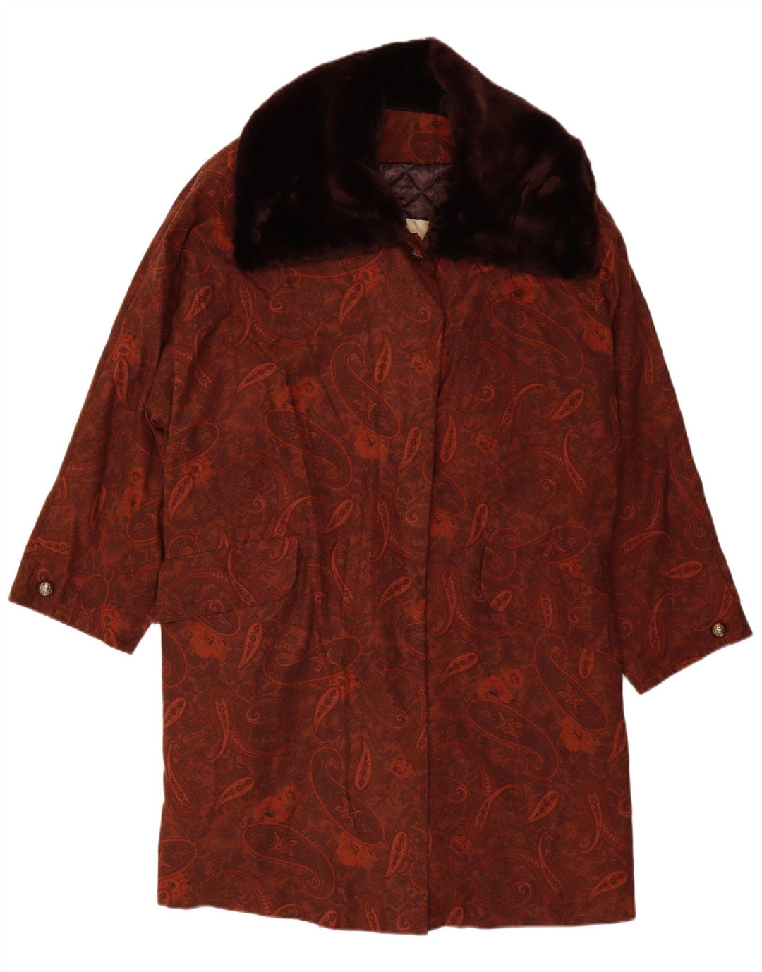 MICHAEL MORTELL Oversize overfrakke til kvinder UK 12 Medium Brun Paisley