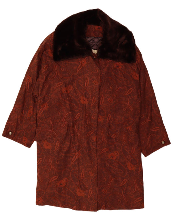 MICHAEL MORTELL Oversize overfrakke til kvinder UK 12 Medium Brun Paisley