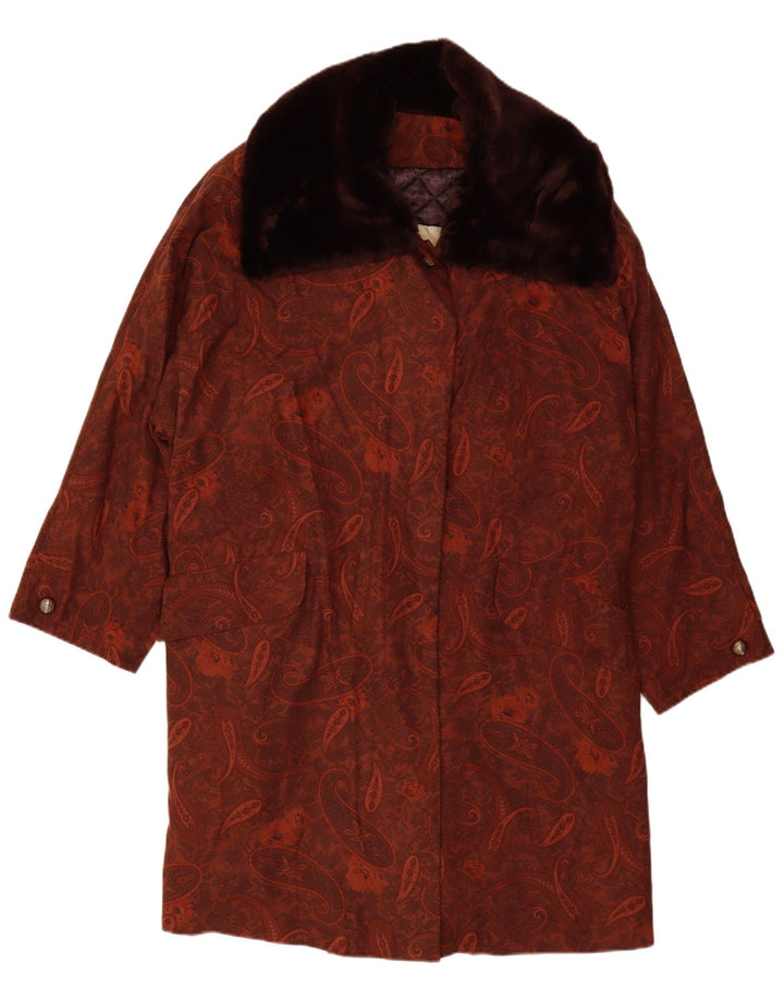 MICHAEL MORTELL Oversize overfrakke til kvinder UK 12 Medium Brun Paisley
