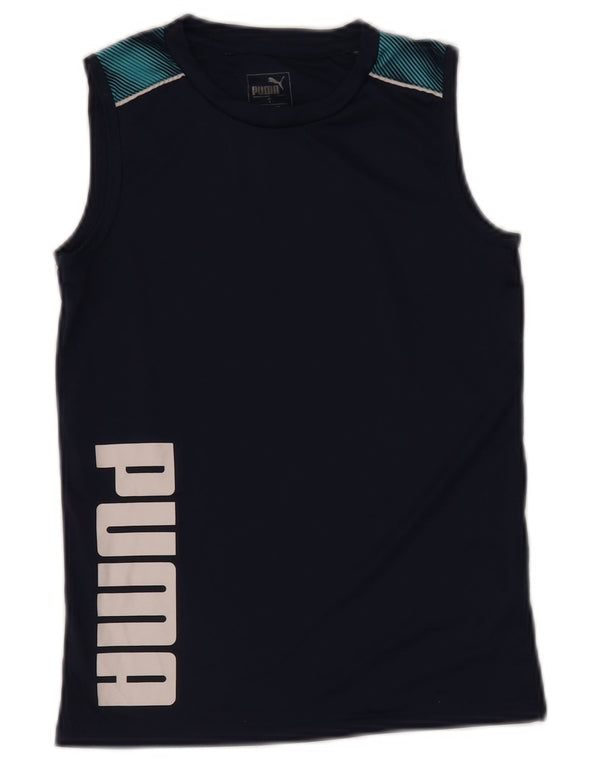 PUMA drenge grafisk vest top 7-8 år marineblå polyester