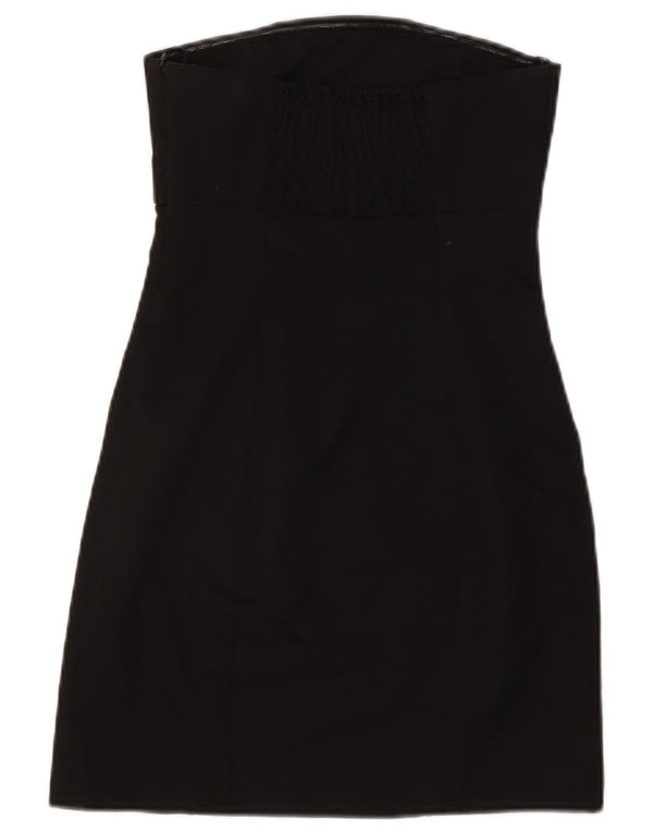 Zara Dame Stropløs Kjole UK 4 XS Sort Polyester