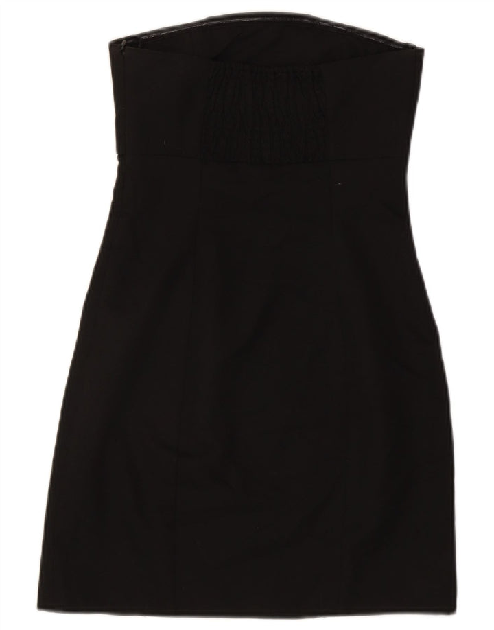 Zara Dame Stropløs Kjole UK 4 XS Sort Polyester