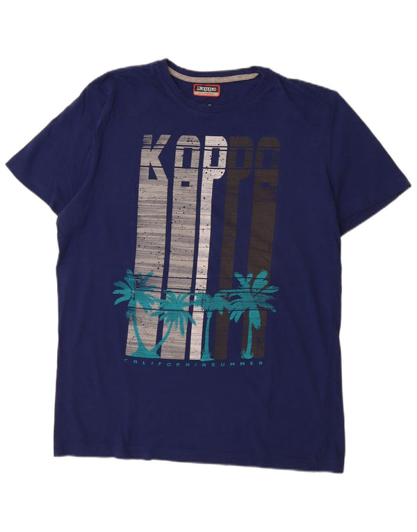 KAPPA Mens Graphic T-Shirt Top XL Navy Blue