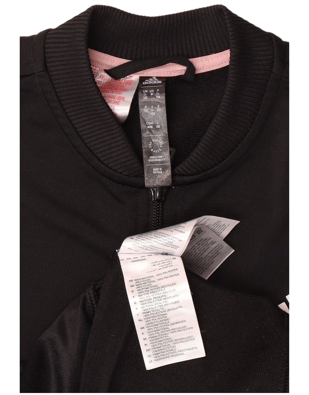 ADIDAS Pigetræningsdragt Topjakke 11-12 År Sort Polyester