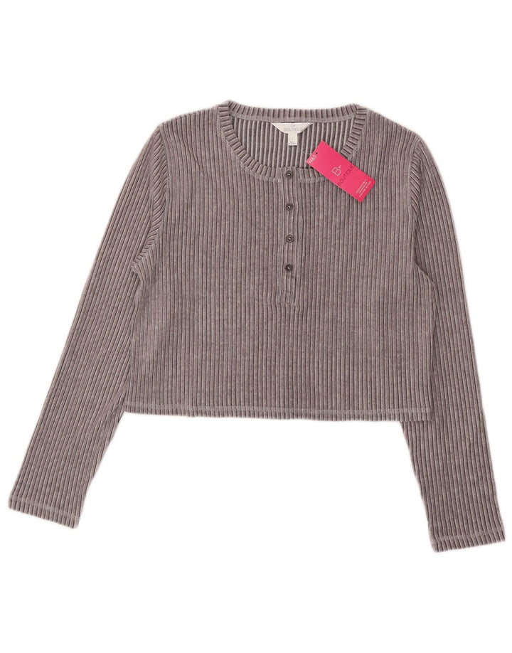 Marks & Spencer Dame Crop Top Langærmet UK 16 Large Grey Viscose