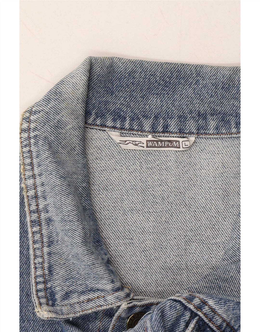 WAMPUM Mens Denim Jacket UK 40 Large Blue Cotton Vintage Wampum and Second-Hand Wampum from Messina Hembry 