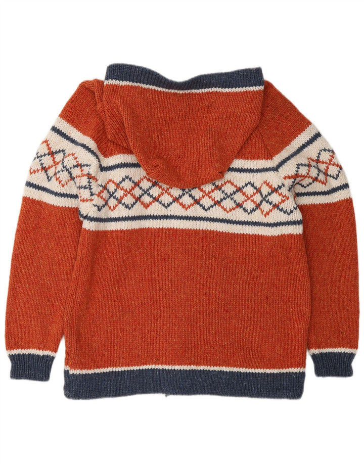 APS Malhas Dame Hætte Cardigan Sweater UK 12 Medium Orange Geometric