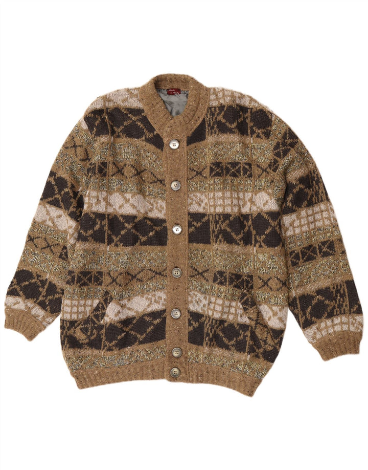 Vintage Herre Loose Fit Knit Bomber Jacket IT 48 Medium Green Geometric