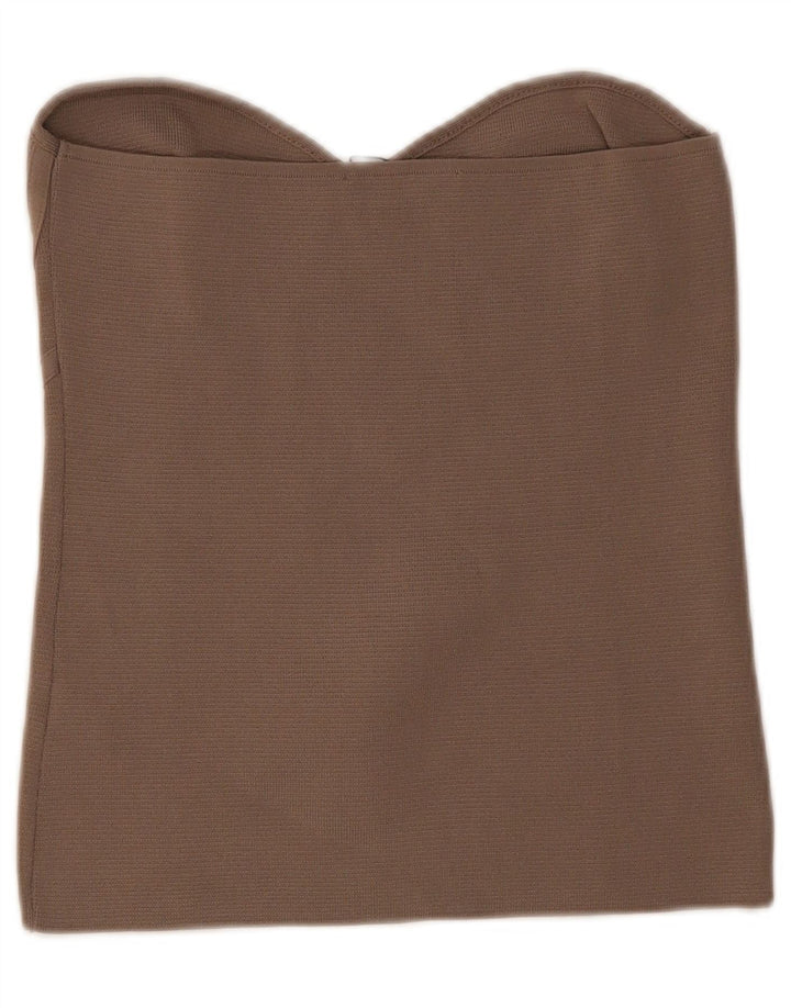 Zara Womens Crop stropløs top UK 14 Stor brun nylon