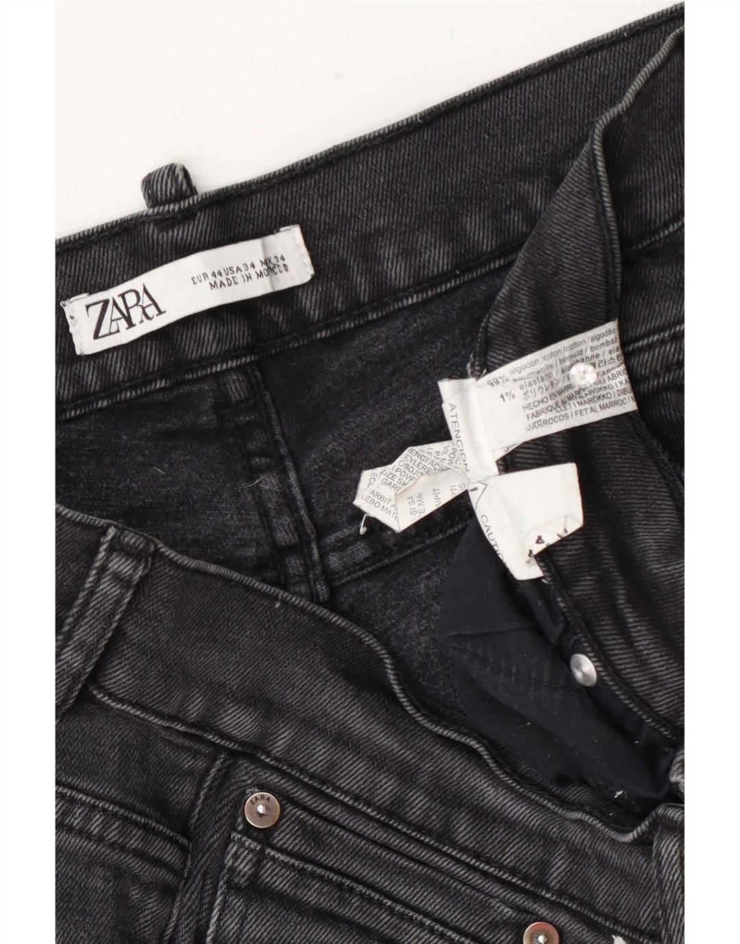 Zara Herre Slim Jeans EU 44 Large W34 L30 Grå Polyester