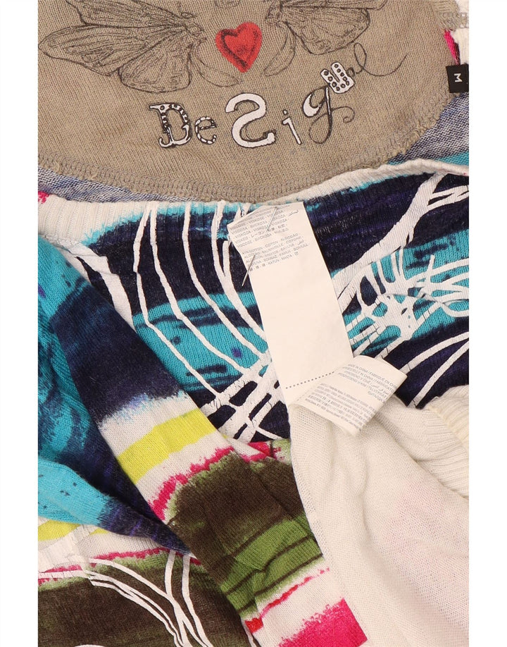 Desigual Dame Boat Neck Jumper Sweater UK 12 Medium Flerfarvet