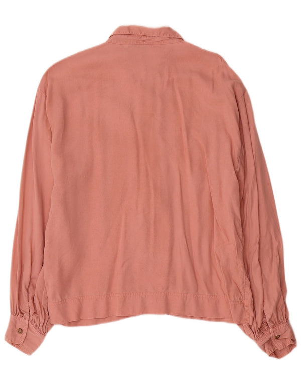 Topshop Dame Oversized Skjorte UK 10 Small Pink Lyocell