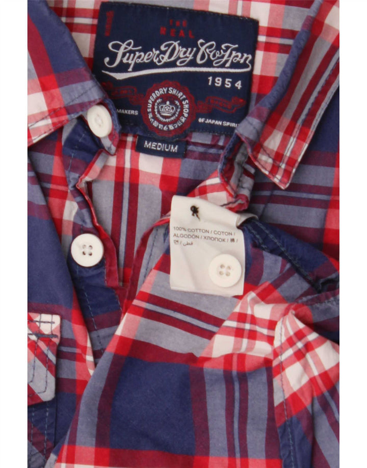 Superdry Kortærmet Herreskjorte Medium Blå Plaid Bomuld