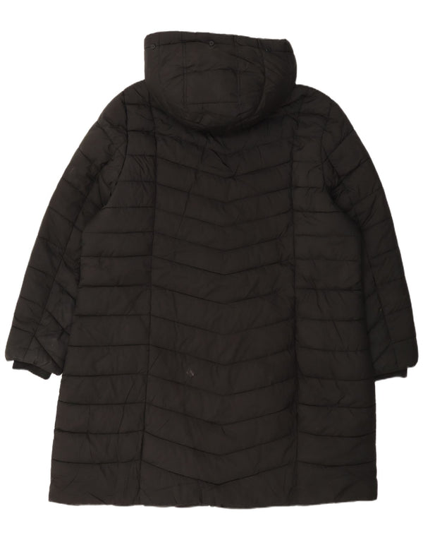 M&Co Dame hætte polstret frakke UK 22 3XL Sort
