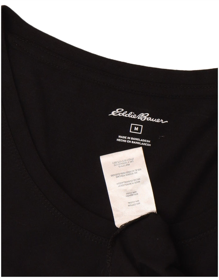 Eddie Bauer Dame T-Shirt Top UK 12 Medium Sort Bomuld