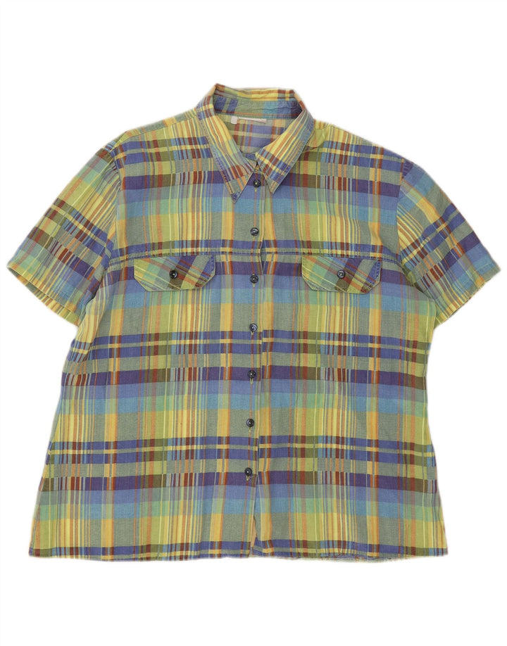 VINTAGE Womens Short Sleeve Shirt UK 16 Large Multicoloured Check
