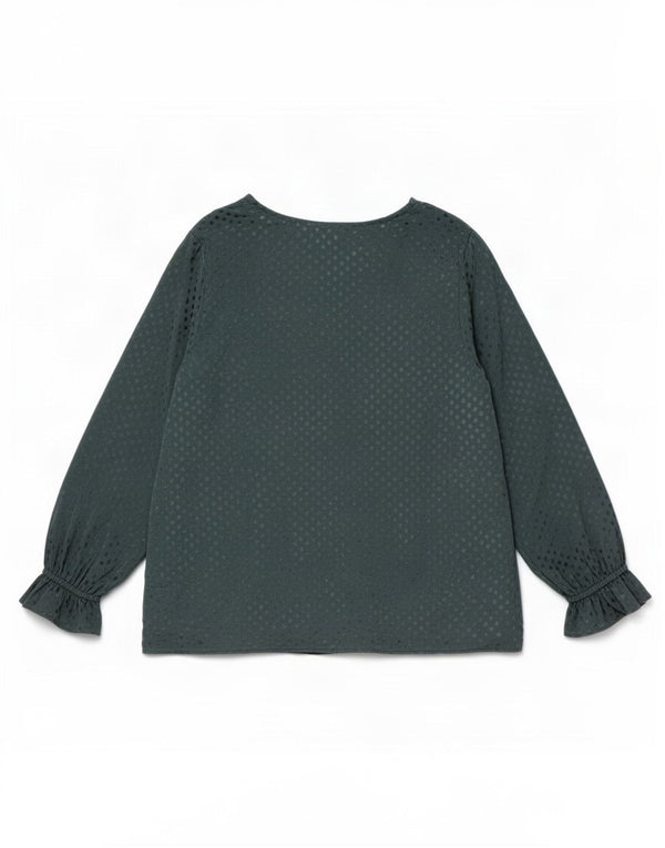 Crew Clothing Dame Langærmet Bluse Top UK 12 Medium Green Polka Dot