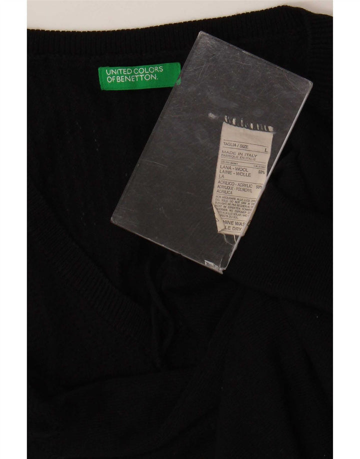 Benetton Dame Vest Tank Top UK 14 Stor Sort Uld